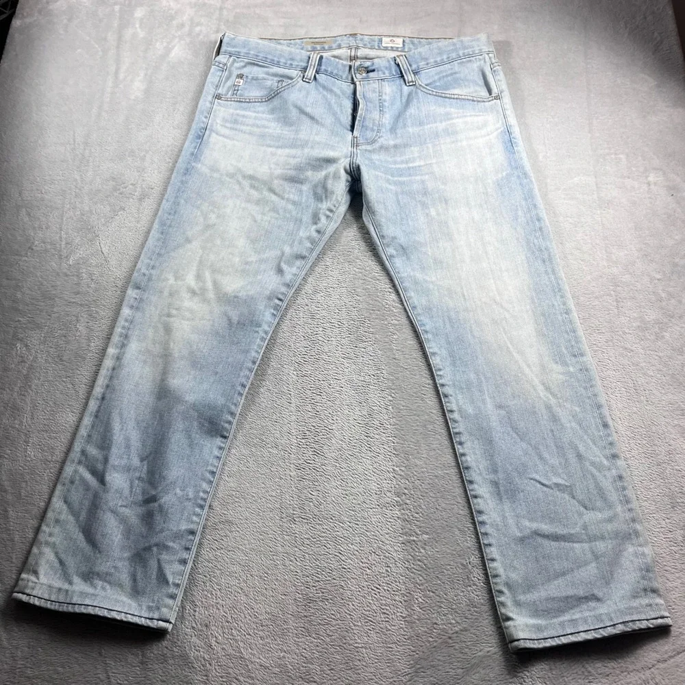 AG Adriano Goldschmied The Matchbox Slim Straight Light Wash Jeans Mens 36